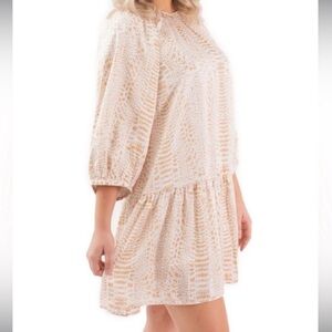 Emily McCarthy Dallas Balloon Sleeve Mini Dress Animal Print Silky Flowy. L6